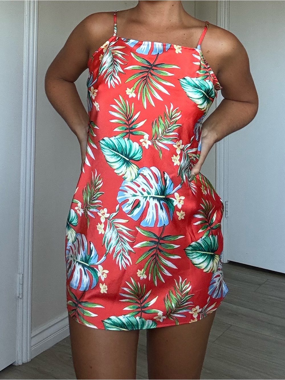 Forever 21 Coral Tropical Print Mini Dress